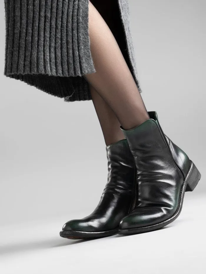 Officine Creative Boots and Booties LISON 034 BouteilleSupernero Green Leather Ankle Boots 8211 Women Officine Creative Boots and Booties LISON 034 BouteilleSupernero Green Leather Ankle Boots 8211 Women