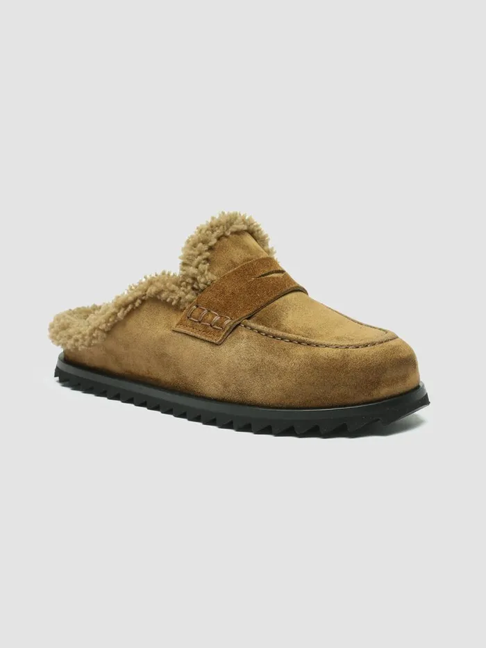 Officine Creative Mules PELAGIE D039HIVER 007 Birra Brown Suede Mule Sandals 8211 Women Officine Creative Mules PELAGIE D039HIVER 007 Birra Brown Suede Mule Sandals 8211 Women