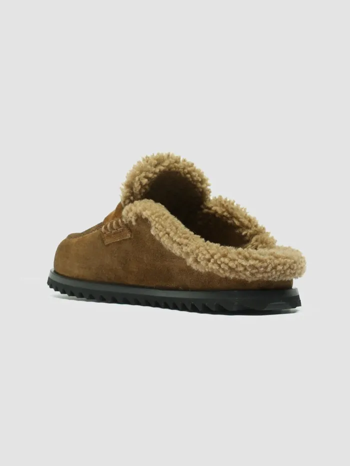 Officine Creative Mules PELAGIE D039HIVER 007 Birra Brown Suede Mule Sandals 8211 Women Officine Creative Mules PELAGIE D039HIVER 007 Birra Brown Suede Mule Sandals 8211 Women