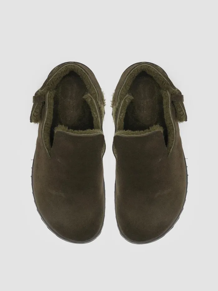 Officine Creative Mules PELAGIE DHIVER 004 Khaki Green Suede And Shearling Slingback Pumps 8211 Women Officine Creative Mules PELAGIE DHIVER 004 Khaki Green Suede And Shearling Slingback Pumps 8211 Women
