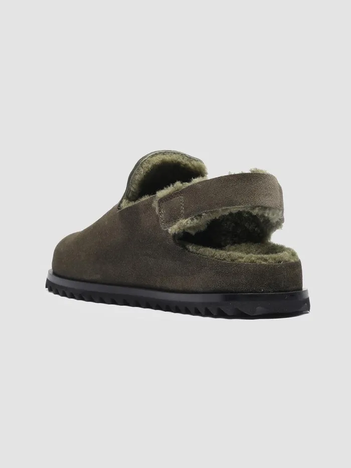 Officine Creative Mules PELAGIE DHIVER 004 Khaki Green Suede And Shearling Slingback Pumps 8211 Women Officine Creative Mules PELAGIE DHIVER 004 Khaki Green Suede And Shearling Slingback Pumps 8211 Women