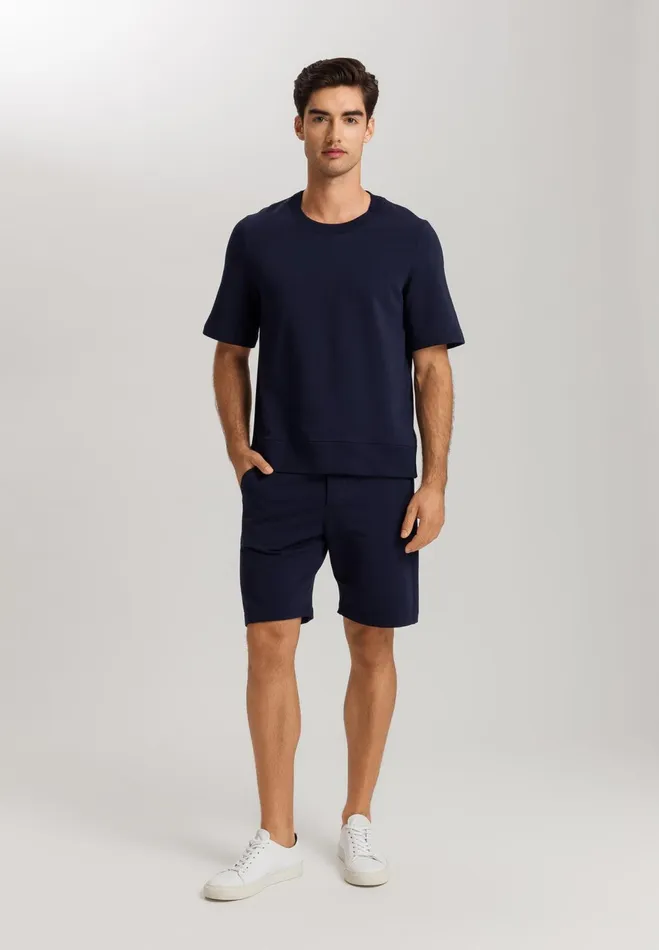 Organic Cotton Drawstring Shorts Deep Navy Men HANRO Bottoms