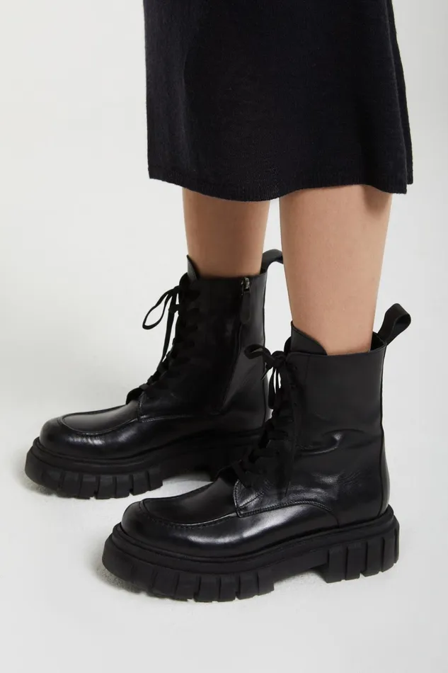 Ottod039Ame Leather Ankle Boots With Strings Women Shoes