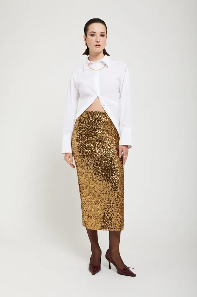 Ottod039Ame Longuette Skirt With Sequins Women Skirts
