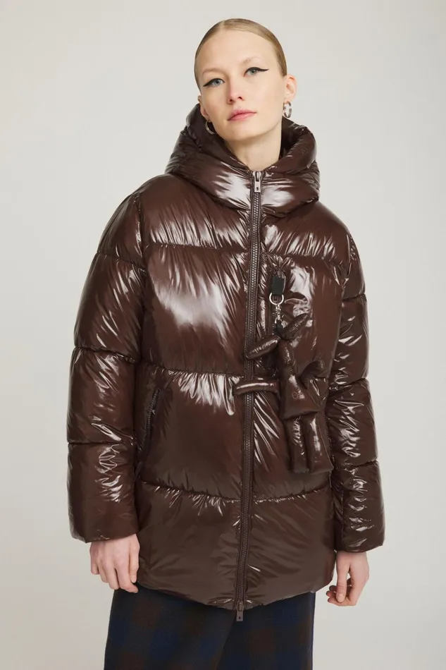 Ottod039Ame Puffer Jacket Shiny Effect With Wide Neck Women Down Jackets