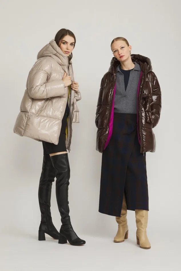 Ottod039Ame Puffer Jacket Shiny Effect With Wide Neck Women Down Jackets