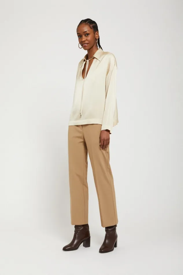 Ottod039Ame Viscose Blouse With Drawstring Women Shirts and Blouses