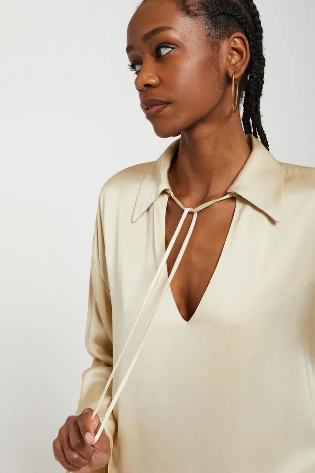 Ottod039Ame Viscose Blouse With Drawstring Women Shirts and Blouses