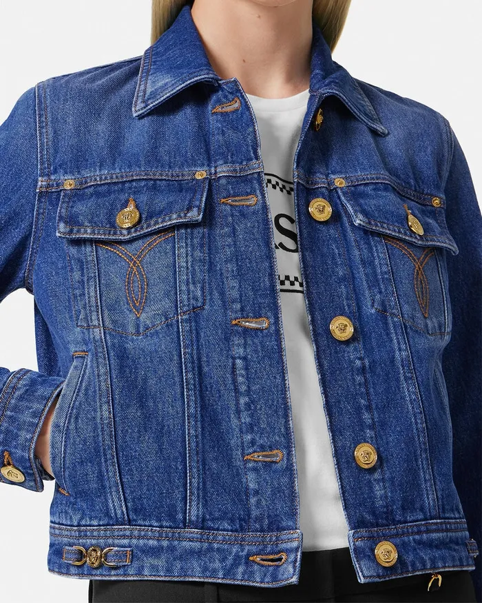 Outerwear and Coats Women Versace Denim Jacket Blue