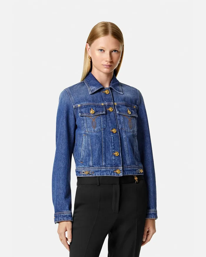Outerwear and Coats Women Versace Denim Jacket Blue