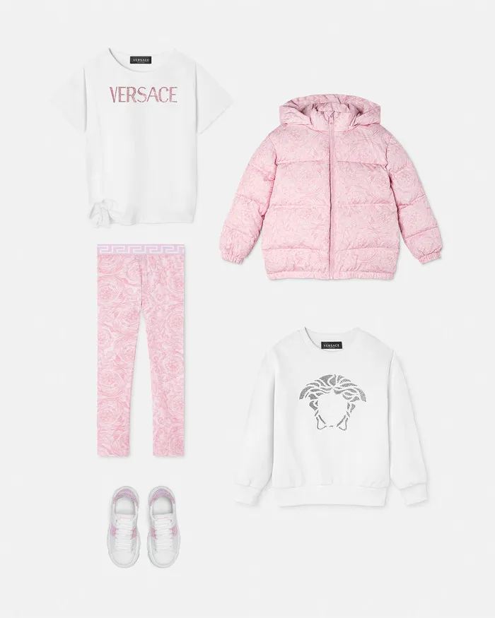 Outerwear and Jackets Kids Versace Barocco Puffer Jacket Pinkprint