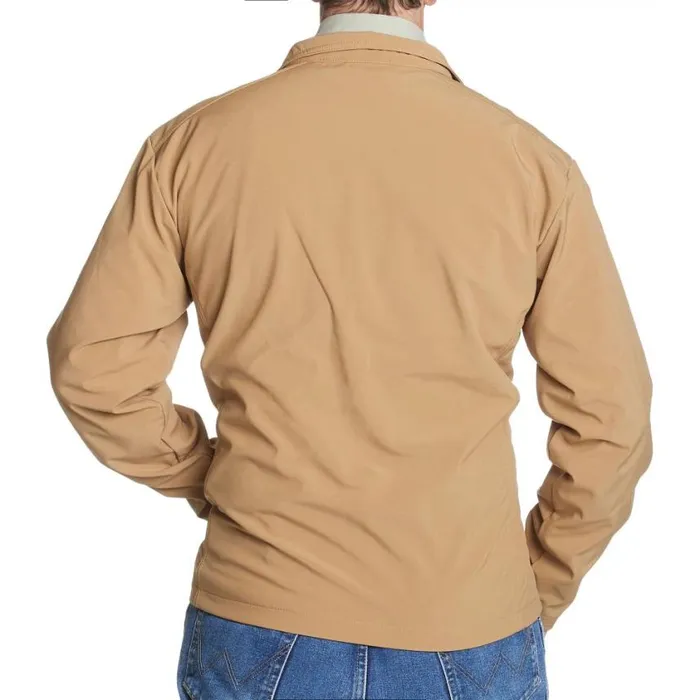 Outerwear Men Justin Boots Laminated FullZip Jacket British Khaki 040tan041