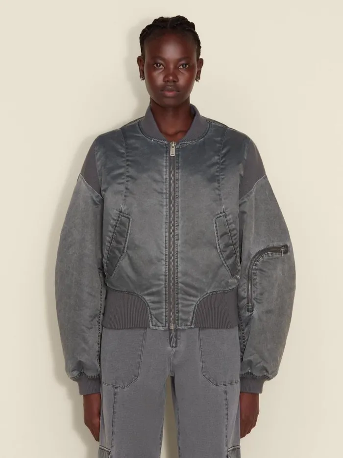 Outerwear Women Holzweiler Reb Cropped Bomber Jacket Dk Grey
