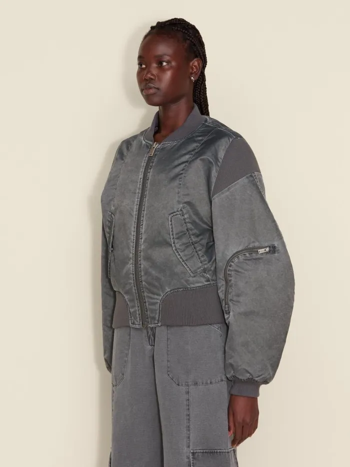 Outerwear Women Holzweiler Reb Cropped Bomber Jacket Dk Grey