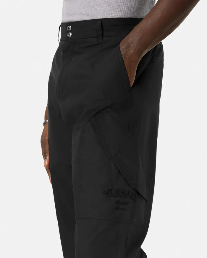 Pants and Shorts Men Versace Embroidered Milano Stamp Pants Black