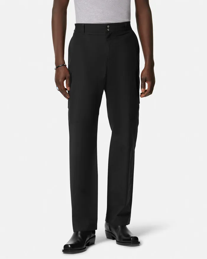 Pants and Shorts Men Versace Embroidered Milano Stamp Pants Black