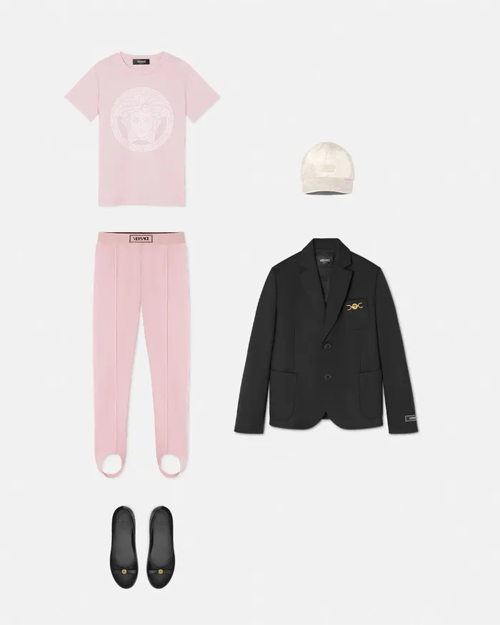Pants and Skirts Kids Versace 90s Vintage Logo Stirrup Leggings Light Pink