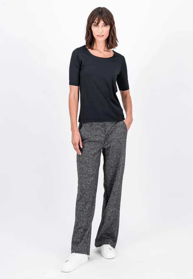 Pants Women FYNCHHATTON Just Cut Pants With A Structural Pattern Black