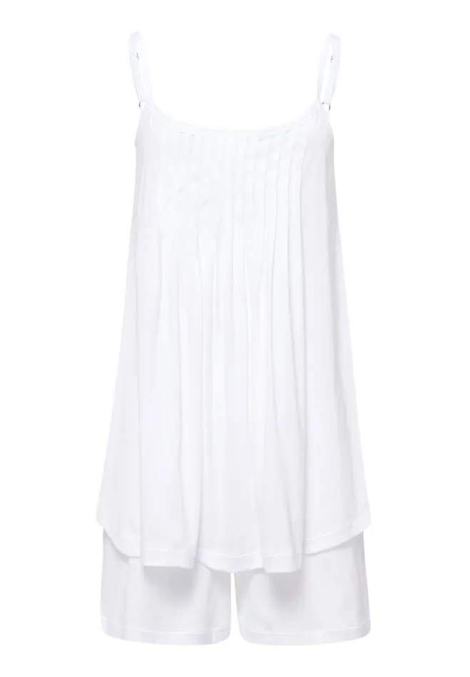 Pleated Cotton Pajama Set White Women HANRO Pajama Sets