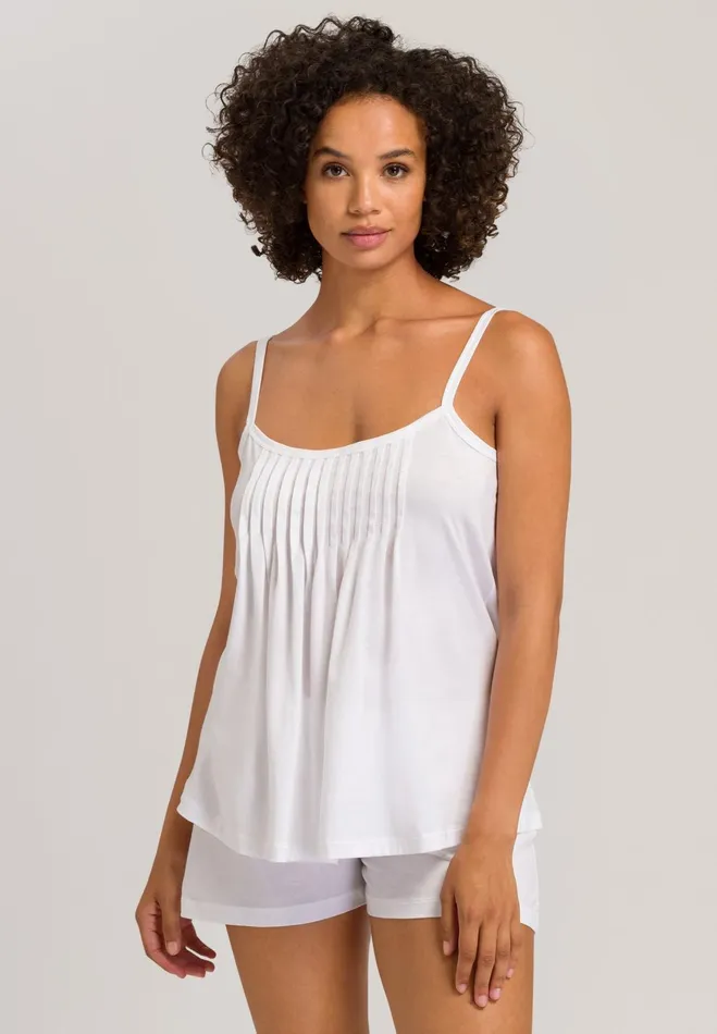 Pleated Cotton Pajama Set White Women HANRO Pajama Sets