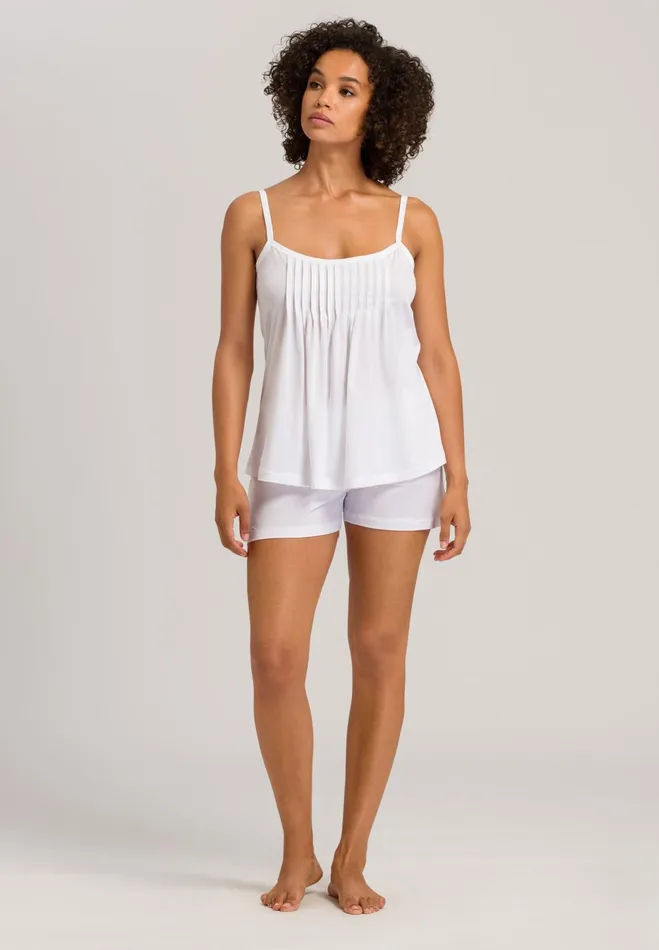Pleated Cotton Pajama Set White Women HANRO Pajama Sets