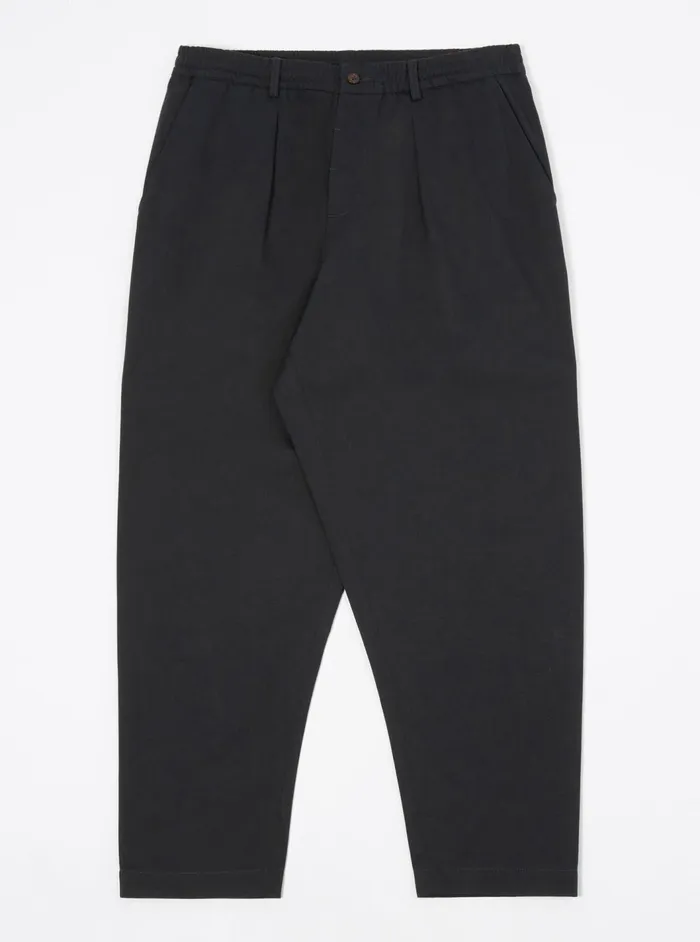 Pleated Track Pant In Black Twill Men Universal Works Suiting