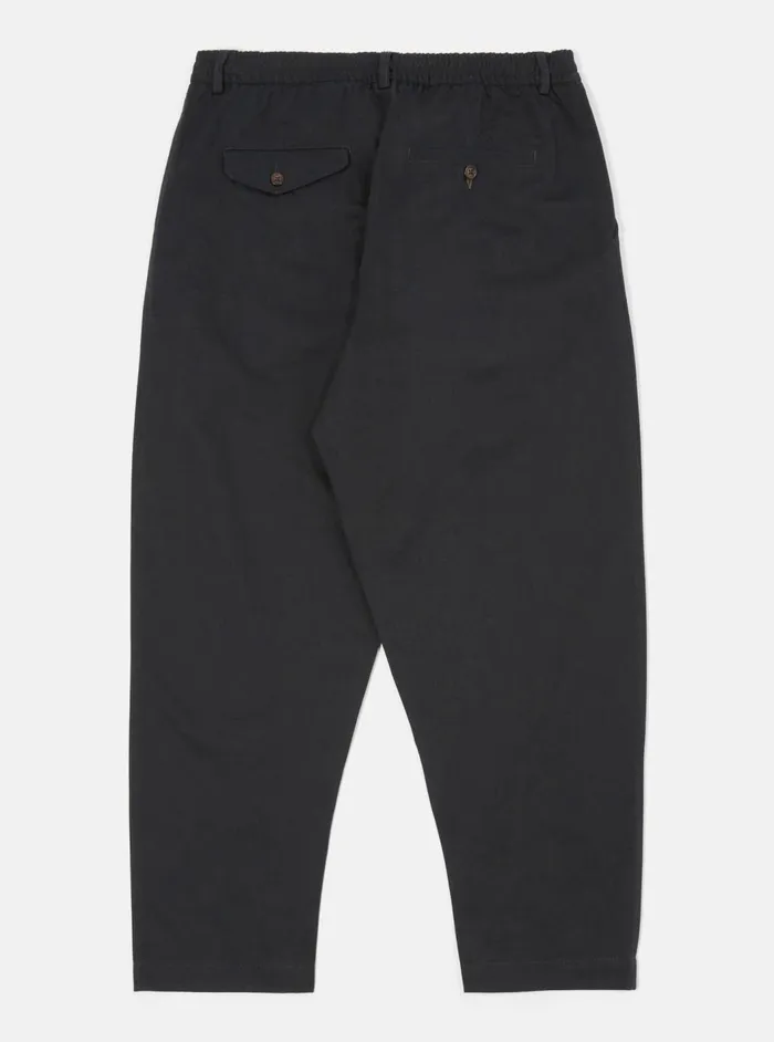Pleated Track Pant In Black Twill Men Universal Works Suiting