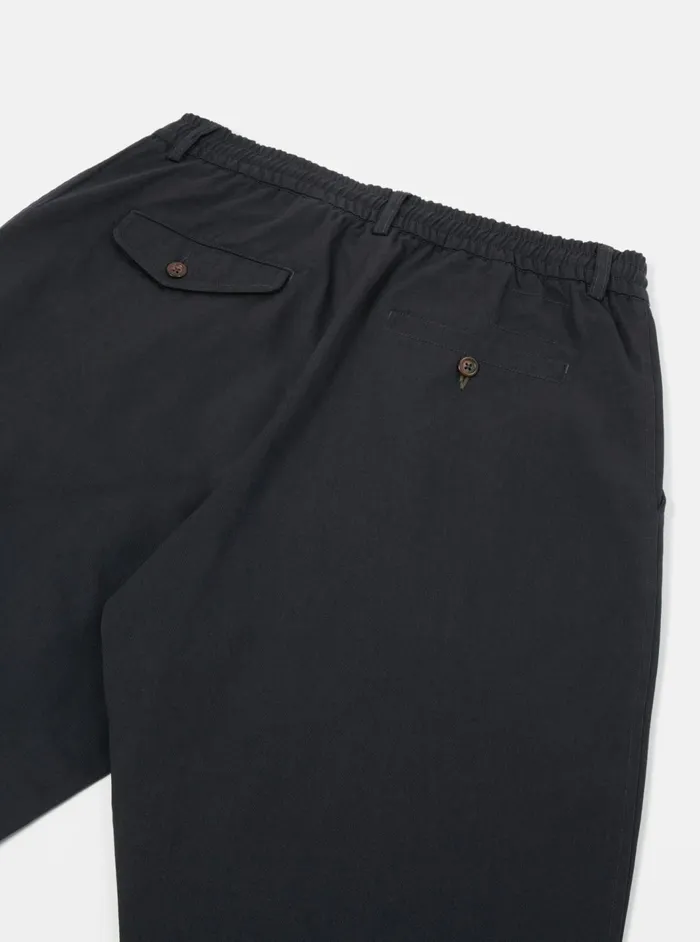 Pleated Track Pant In Black Twill Men Universal Works Suiting