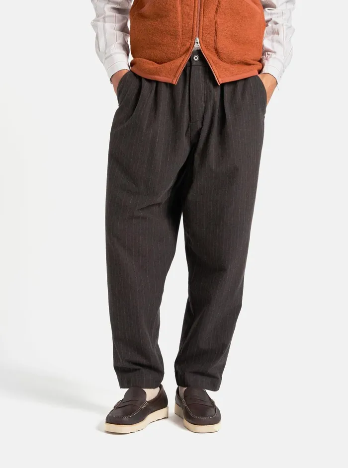Pleated Track Pant In Brown Italian Pinstripe Men Universal Works Suiting