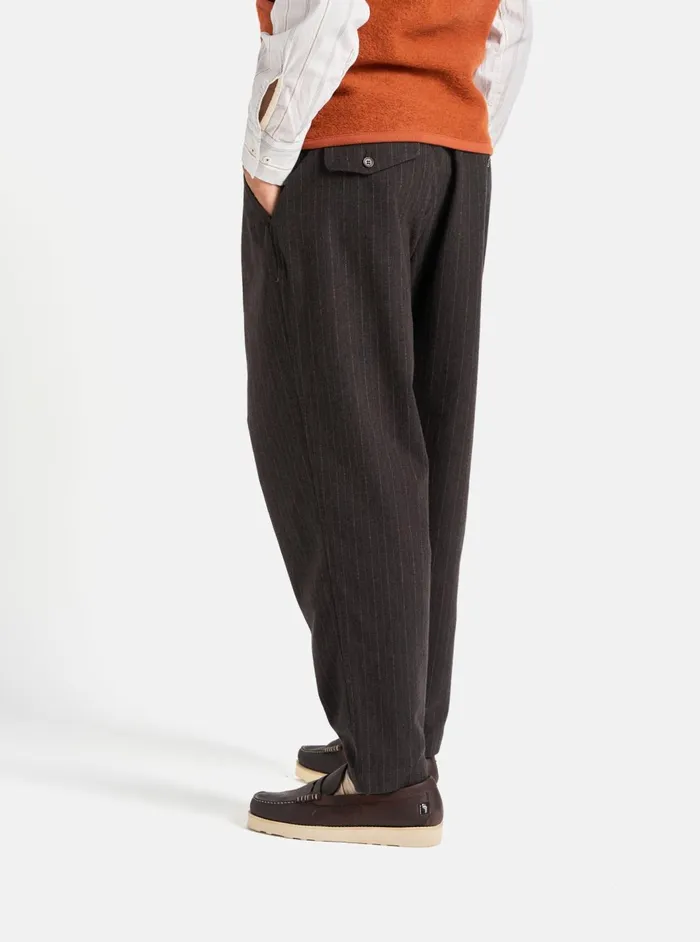 Pleated Track Pant In Brown Italian Pinstripe Men Universal Works Suiting