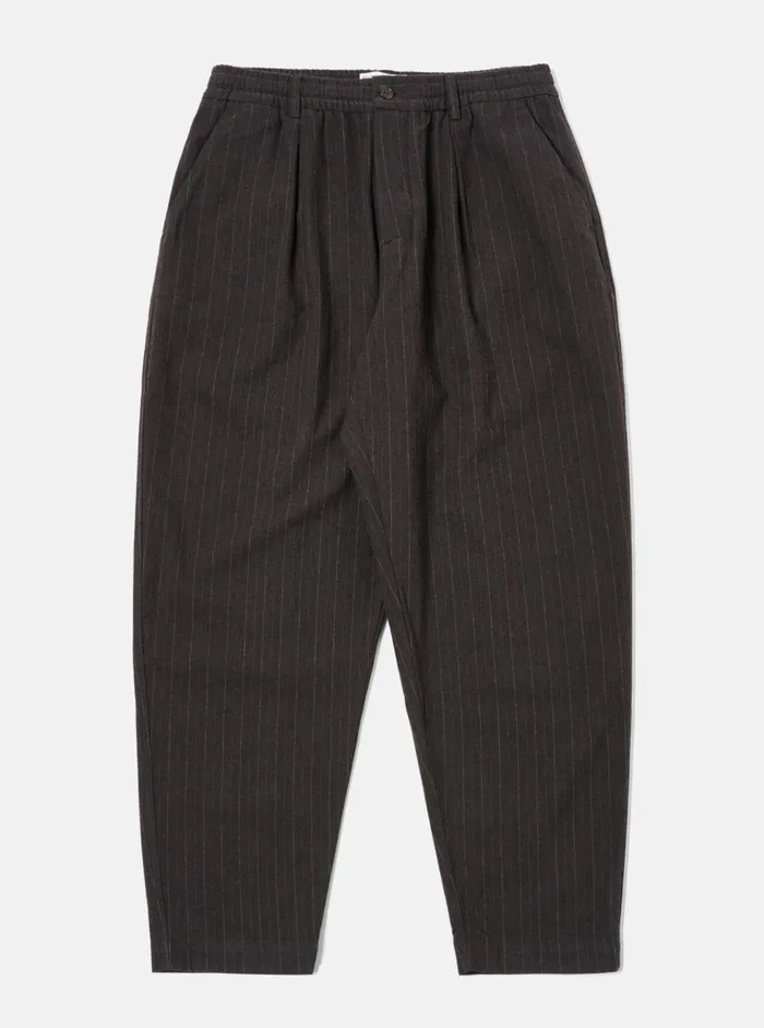 Pleated Track Pant In Brown Italian Pinstripe Men Universal Works Suiting