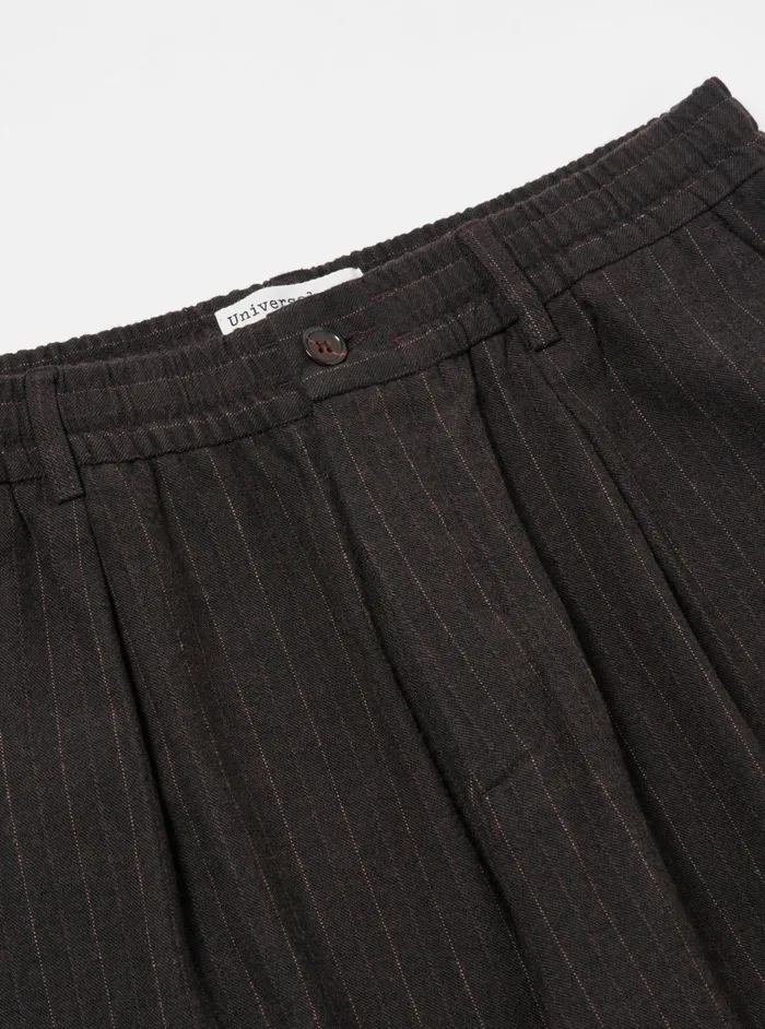 Pleated Track Pant In Brown Italian Pinstripe Men Universal Works Suiting