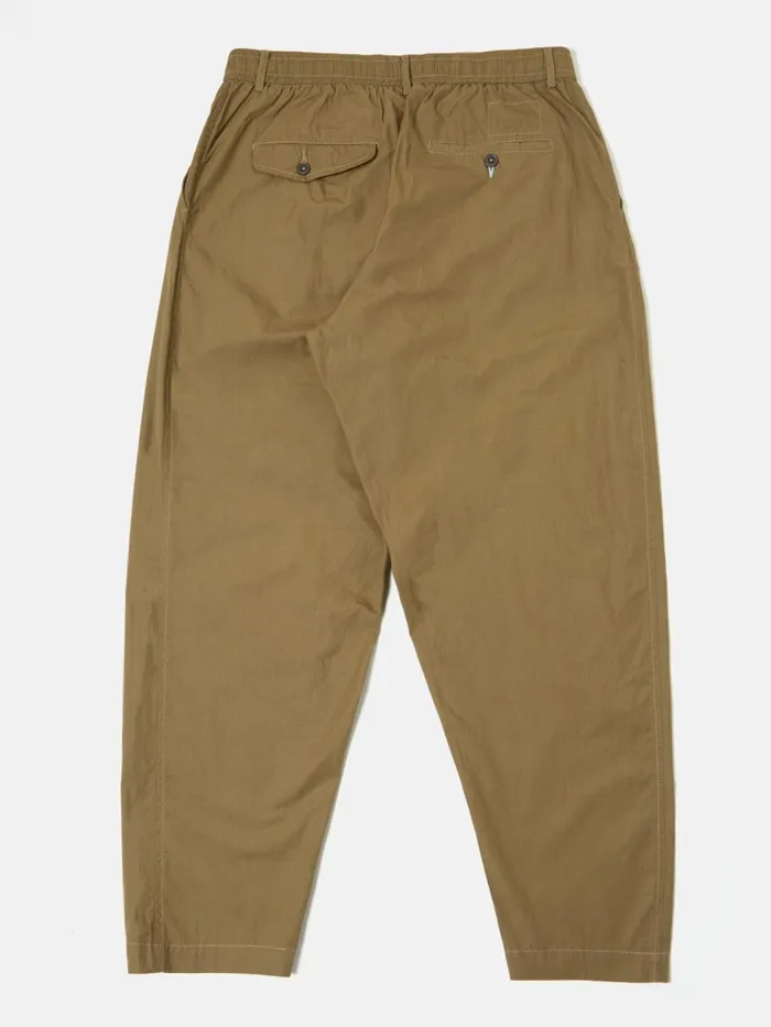 Pleated Track Pant In Khaki Broad Cloth Men Universal Works Trousers