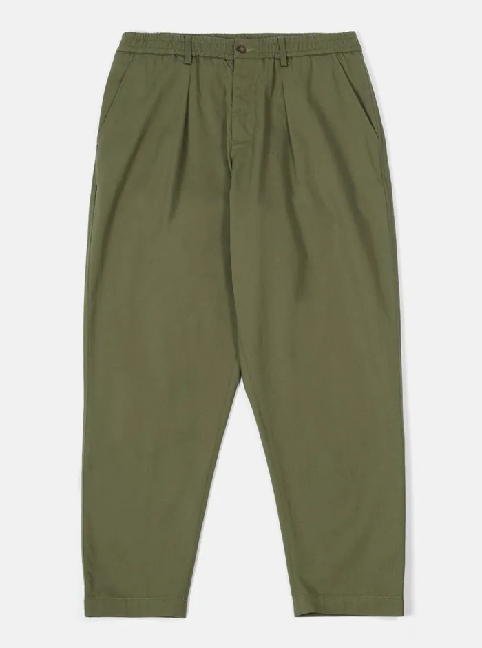 Pleated Track Pant In Light Olive Twill Men Universal Works Suiting