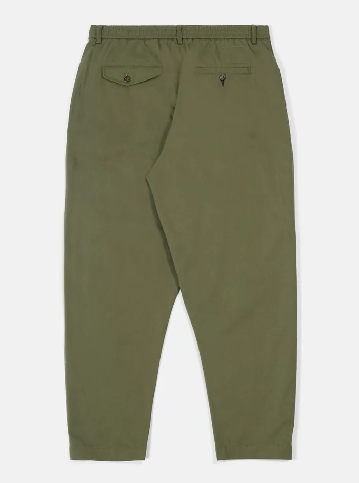 Pleated Track Pant In Light Olive Twill Men Universal Works Suiting