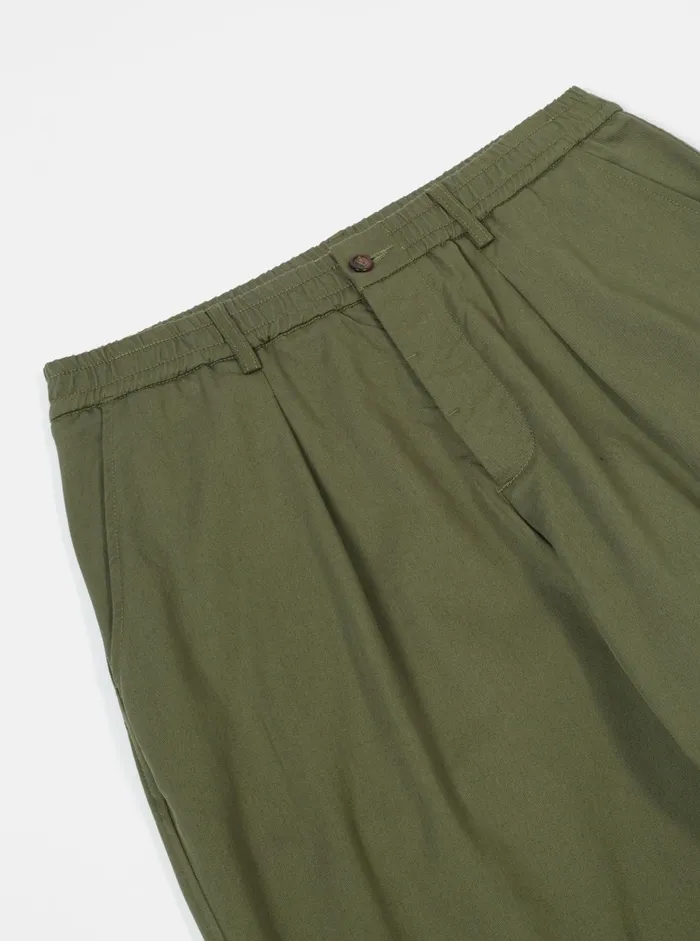 Pleated Track Pant In Light Olive Twill Men Universal Works Suiting