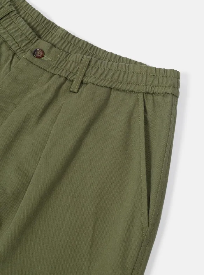 Pleated Track Pant In Light Olive Twill Men Universal Works Suiting