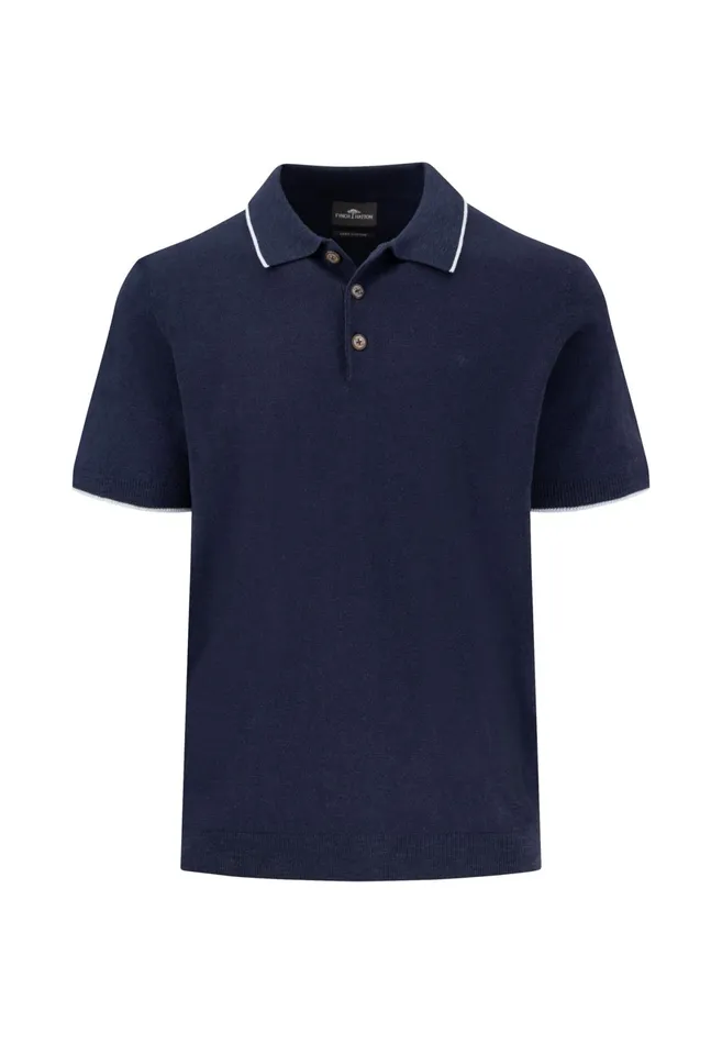 Polo Shirt Men FYNCHHATTON Knitting Polo Shirt Made Of Linen Mix Summer Breezenavynew Offwhite