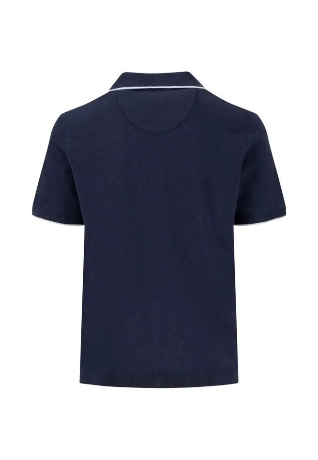 Polo Shirt Men FYNCHHATTON Knitting Polo Shirt Made Of Linen Mix Summer Breezenavynew Offwhite