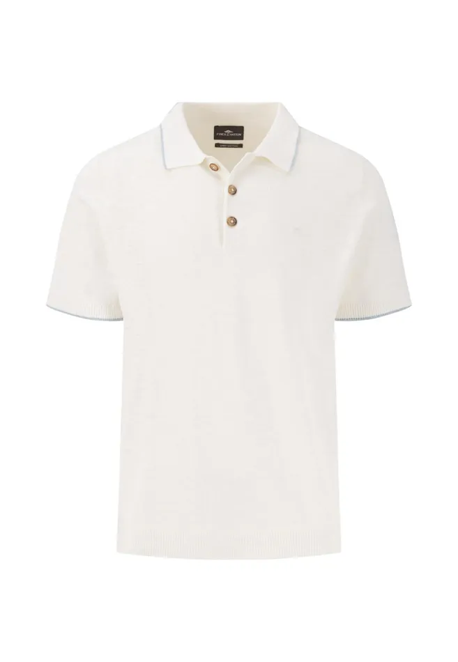 Polo Shirt Men FYNCHHATTON Knitting Polo Shirt Made Of Linen Mix Summer Breezenavynew Offwhite