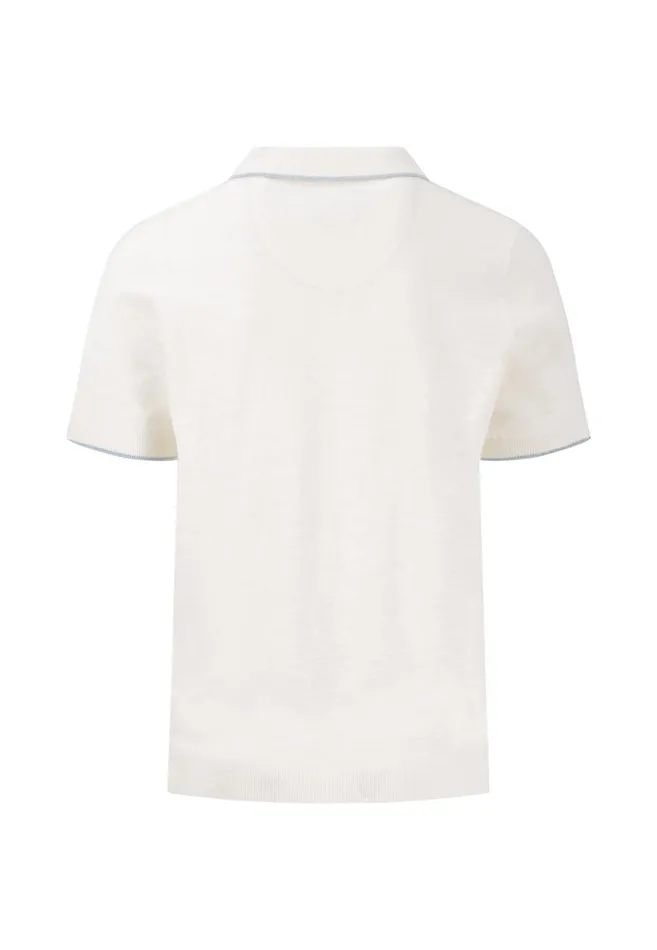 Polo Shirt Men FYNCHHATTON Knitting Polo Shirt Made Of Linen Mix Summer Breezenavynew Offwhite