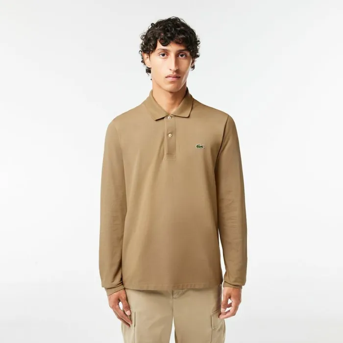 Polos Men Lacoste Men039s Long Sleeve Cotton Polo Beige Cb8