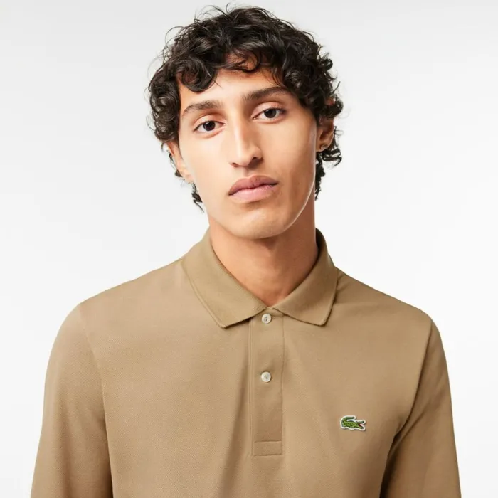 Polos Men Lacoste Men039s Long Sleeve Cotton Polo Beige Cb8