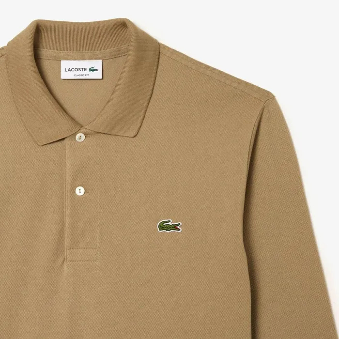 Polos Men Lacoste Men039s Long Sleeve Cotton Polo Beige Cb8