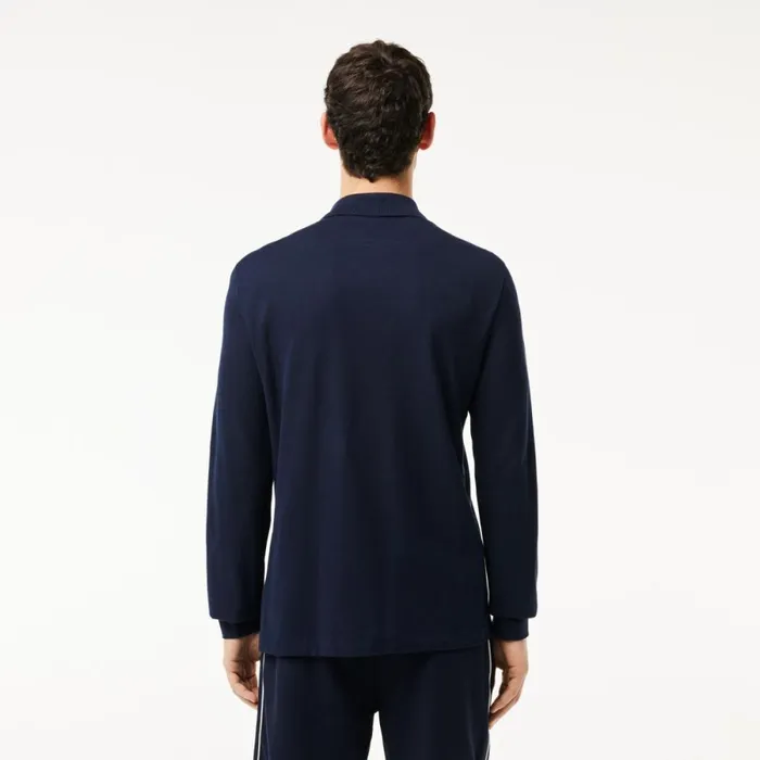 Polos Men Lacoste Men039s Long Sleeve Cotton Polo Navy Blue 166