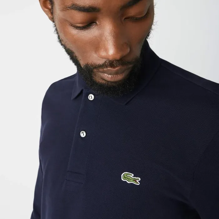 Polos Men Lacoste Men039s Long Sleeve Cotton Polo Navy Blue 166