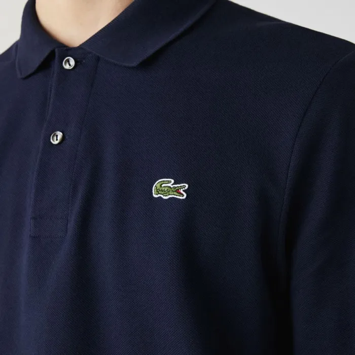 Polos Men Lacoste Men039s Long Sleeve Cotton Polo Navy Blue 166