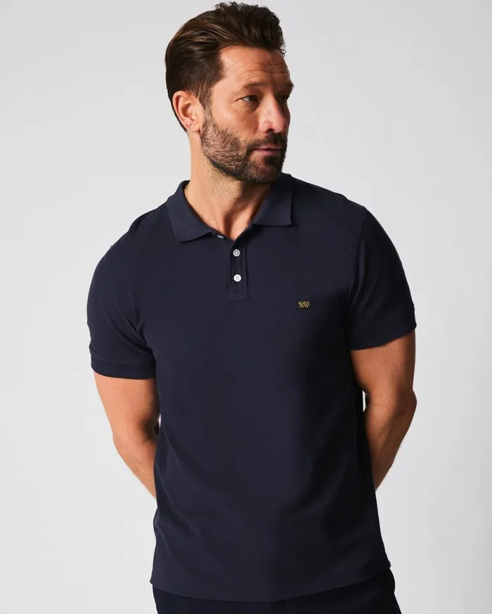 Polos Tees and Henleys Men Billy Reid Pique Polo Navy