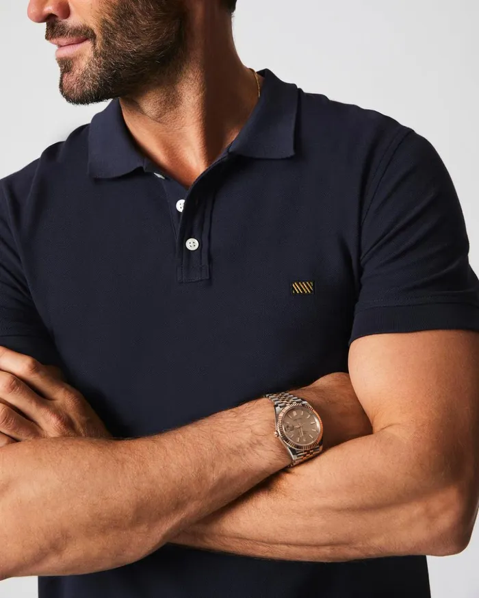 Polos Tees and Henleys Men Billy Reid Pique Polo Navy