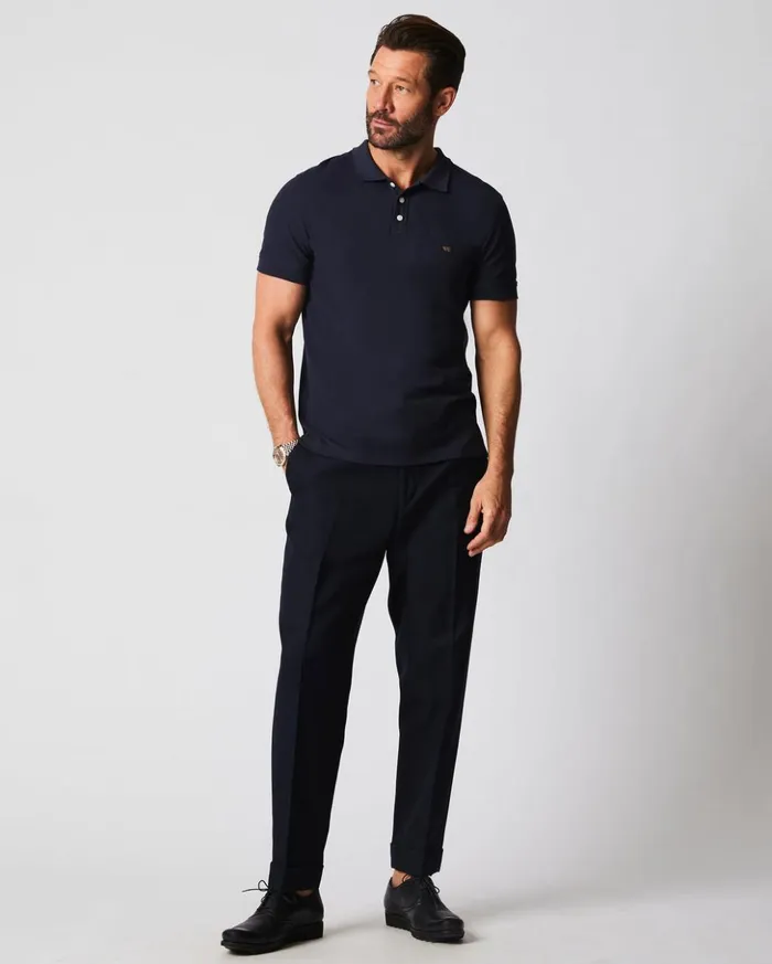 Polos Tees and Henleys Men Billy Reid Pique Polo Navy